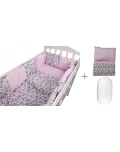 Комплект в кроватку для овальной кроватки Candy 18 предметов с постельным бельем и наматрасником Forest kids
