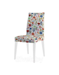 Декоративный чехол на стул Разноцветная поляна цветов со спинкой велюровый Joyarty