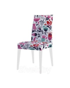 Декоративный чехол на стул Цветочный узор со спинкой велюровый Joyarty