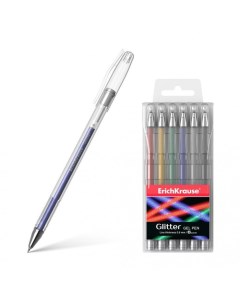 Ручка гелевая Glitter 6 шт 5 упаковок Erich krause