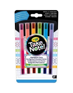 Фломастеры Двусторонних смываемые Take Note 6 шт Crayola