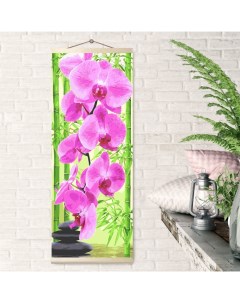 Картина по номерам цветной холст панно Розовая орхидея 35Х90 см Molly