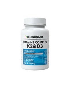 БАД Комплекс витаминов K2 D3 двойной эффект 330 мг 60 капсул Risingstar