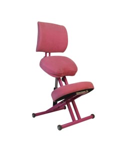 Коленный стул повышенной мягкости со спинкой и газлифтом СК2 2 ГЛ розовый корпус Олимп