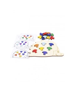 Деревянная игрушка Мозаика с карточками Большой ежик с грибочками 7 цветов Эврилэнд