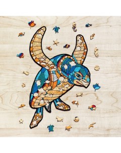 Деревянная игрушка Фигурный пазл Морская Черепаха L 39x55 см Eco wood art