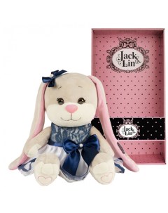 Мягкая игрушка Зайка в сине белом платье с бантом 25 см Jack&lin