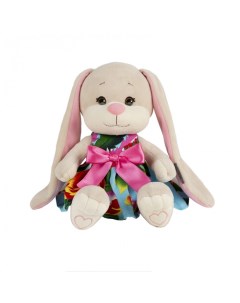 Мягкая игрушка Зайка в летнем платьице с розовым бантом 20 см Jack&lin