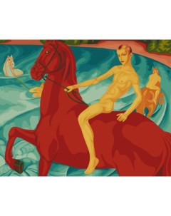 Набор для раскрашивания по номерам Купание красного коня 40х50 см Freya