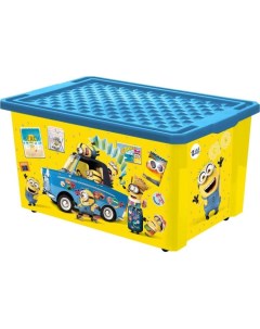 Детский ящик для хранения игрушек на колесах Миньоны 57 л Lalababy
