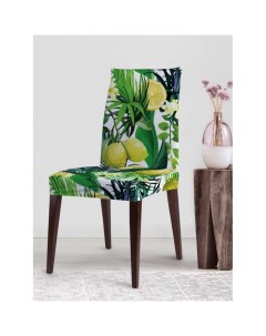 Декоративный велюровый чехол на стул со спинкой Лимоны и тропики Joyarty