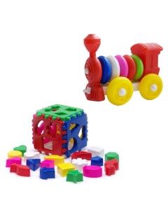 Развивающая игрушка Набор Игрушка Кубик логический большой Конструктор каталка Паровозик Тебе-игрушка