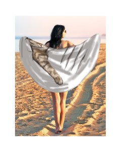 Парео и Пляжный коврик Озорной кот 150 см Joyarty