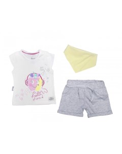 Комплект для девочки футболка шорты нагрудник MW14356 Mini world