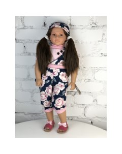 Кукла Джеральдин в цветастом комбинезоне шатенка с хвостиками 62 см Lamagik s.l.
