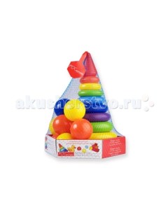 Развивающая игрушка Набор Радуга Макси пирамида мячики 21 деталь Росигрушка