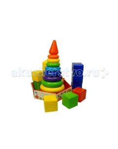 Развивающая игрушка Набор Радуга Макси пирамида кубики 23 детали Росигрушка
