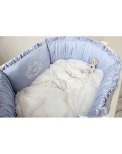 Бортик в кроватку Премиум Голубые сны для овальной кроватки Krisfi