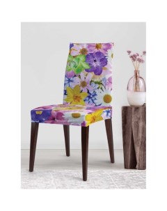 Декоративный велюровый чехол на стул со спинкой Симфония с цветов Joyarty