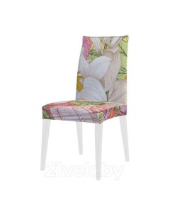 Декоративный чехол на стул Цветочная картина со спинкой велюровый Joyarty