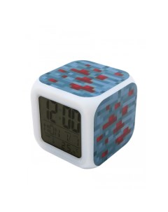Часы будильник Блок красной руды пиксельные с подсветкой Pixel crew
