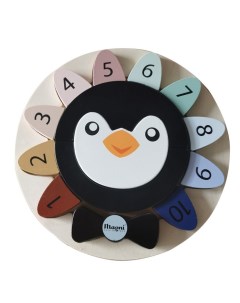 Деревянная игрушка Пазл Пингвин с номерами Magni