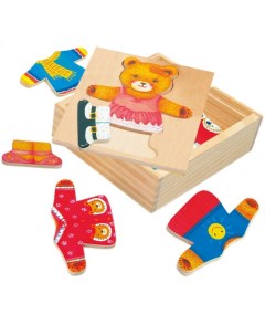 Деревянная игрушка Пазл Гардероб медведицы Bino