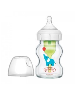 Бутылочка Антиколиковая Options с широким горлышком с соской для новорождённых Стеклянная Слоник 150 Dr. brown’s
