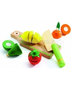 Деревянная игрушка Игровой набор для разрезания Фрукты и овощи Djeco