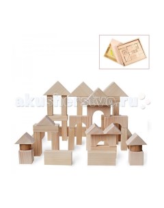 Деревянная игрушка конструктор 51 деталь неокрашенный в деревянном ящике Paremo