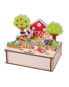 Деревянная игрушка Головоломка панорама Веселая ферма Mapacha