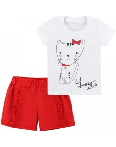 Костюм для девочки Кошечка с бантиком футболка шорты Babycollection