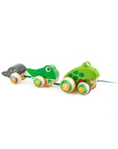 Деревянная игрушка Игрушка для малышей каталка Семья лягушек на прогулке Hape