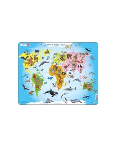 Пазлы Карта мира с животными Larsen