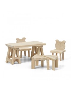 Набор деревянной мебели для домика Сделай сам Стол и стулья Lundby