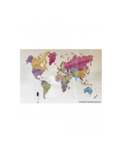 Магнитно маркерная доска с изображением Карта мира Continent decor