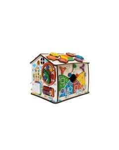 Деревянная игрушка Бизиборд развивающий дом в котором живут Смайлики 25х25 см Evotoys