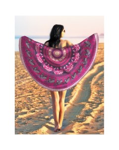 Парео и Пляжный коврик Розовая мандала 150 см Joyarty