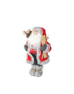 Дед Мороз в красной шубке с лыжами и подарками 45 см Maxitoys