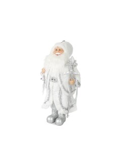 Дед Мороз в длинной серебряной шубке с посохом и подарками 30 см Maxitoys