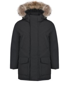 Черное пальто с отделкой из меха енота детское Il gufo