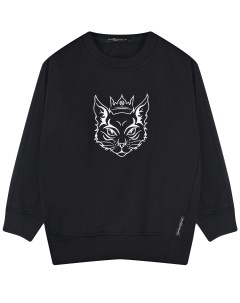 Черный свитшот с вышивкой кот детский Dan maralex