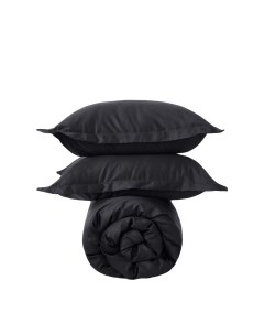 Комплект постельного белья Midnight Black Семейный сатин 150x200 Morфeus
