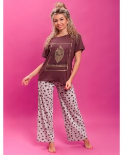 Жен пижама с брюками Бон Бон Кофейный р 60 Brosko
