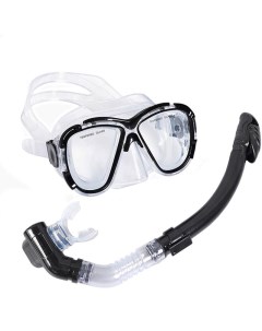 Набор для плавания взрослый маска трубка Силикон E39238 черный Sportex