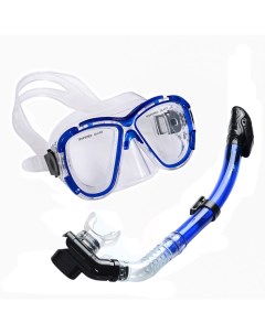 Набор для плавания взрослый маска трубка Силикон E39239 синий Sportex