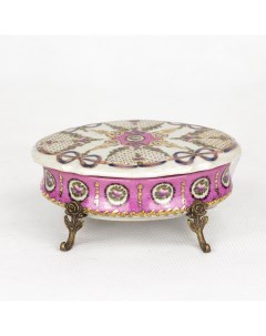 Шкатулка фарфоровая с бронзой 18х11х7см розовая Wah luen handicraft