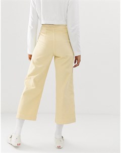 Пастельно желтые широкие джинсы до щиколотки из органического хлопка Weekday