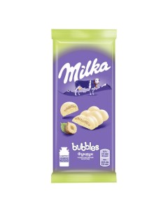 Шоколад Bubbles пористый белый с фундуком 83 г Milka