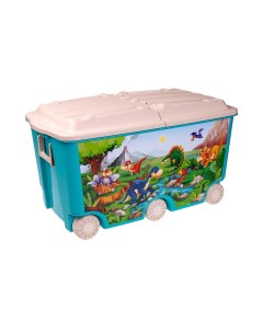 Ящик для игрушек на колесах голубой 66 5 л Пластишка